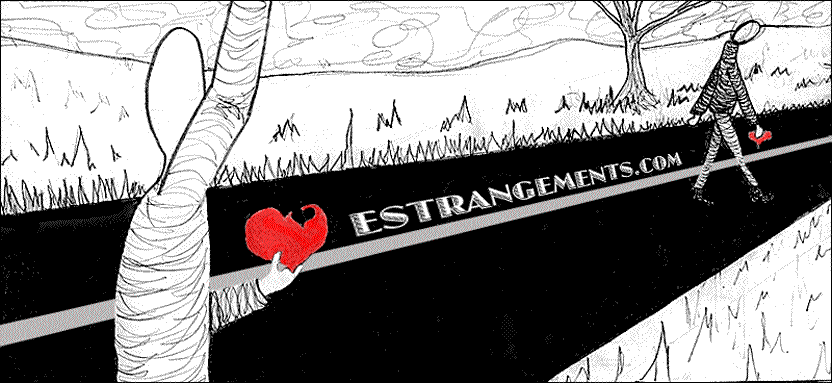 Drawing of a person walking away with a piece of the other person's heart.